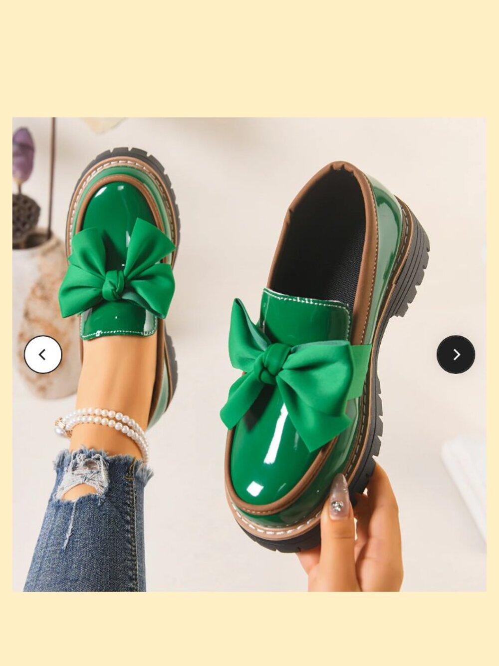 Mavena & Co - Bowknot Retro Thick-Soled Shoes - Green - 10 - NWOT